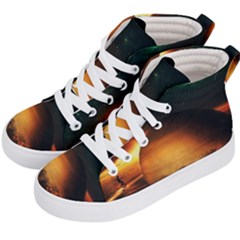 Saturn Rings Fantasy Art Digital Kid s Hi-top Skate Sneakers by Sapixe