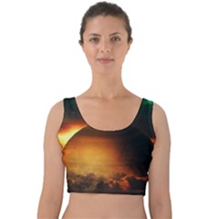 Saturn Rings Fantasy Art Digital Velvet Crop Top