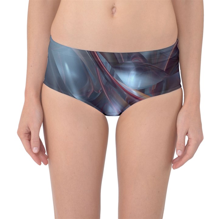 Shells Around Tubes Abstract Mid-Waist Bikini Bottoms