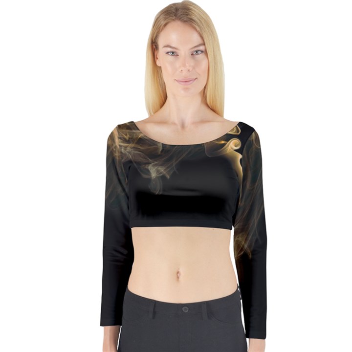 Smoke Fume Smolder Cigarette Air Long Sleeve Crop Top