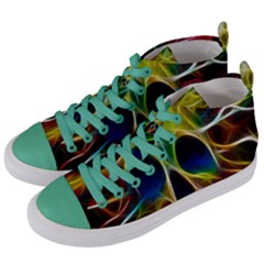 Skulls Multicolor Fractalius Colors Colorful Women s Mid-top Canvas Sneakers