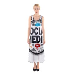 Social Media Computer Internet Typography Text Poster Sleeveless Maxi Dress by Sapixe