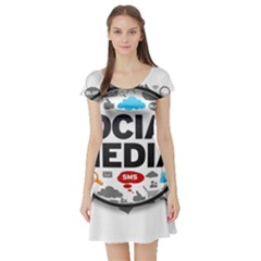 Social Media Computer Internet Typography Text Poster Short Sleeve Skater Dress by Sapixe