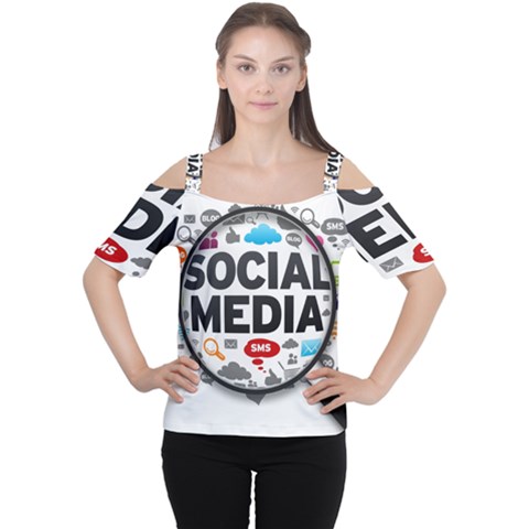 Social Media Computer Internet Typography Text Poster Cutout Shoulder Tee by Sapixe