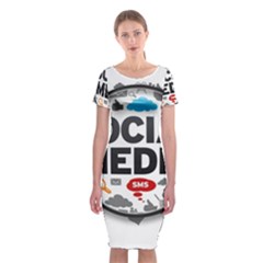 Social Media Computer Internet Typography Text Poster Classic Short Sleeve Midi Dress by Sapixe