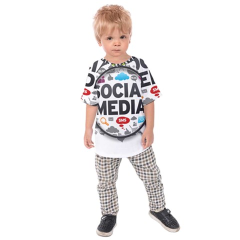 Social Media Computer Internet Typography Text Poster Kids Raglan Tee by Sapixe