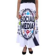 Social Media Computer Internet Typography Text Poster Flared Maxi Skirt by Sapixe