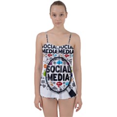 Social Media Computer Internet Typography Text Poster Babydoll Tankini Set by Sapixe