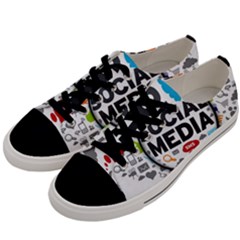 Social Media Computer Internet Typography Text Poster Men s Low Top Canvas Sneakers by Sapixe