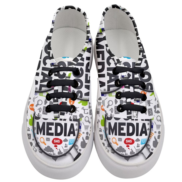 Social Media Computer Internet Typography Text Poster Women s Classic Low Top Sneakers