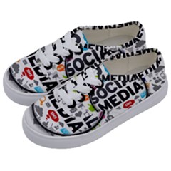 Social Media Computer Internet Typography Text Poster Kids  Classic Low Top Sneakers by Sapixe