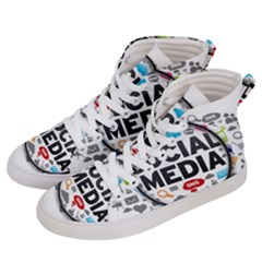 Social Media Computer Internet Typography Text Poster Men s Hi-top Skate Sneakers by Sapixe