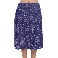 Snowflakes Pattern Velvet Flared Midi Skirt