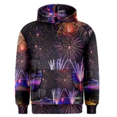 Singapore The Happy New Year Hotel Celebration Laser Light Fireworks Marina Bay Men s Pullover Hoodie by Sapixe