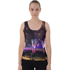 Singapore The Happy New Year Hotel Celebration Laser Light Fireworks Marina Bay Velvet Tank Top