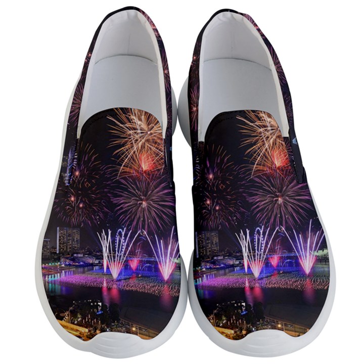 Singapore The Happy New Year Hotel Celebration Laser Light Fireworks Marina Bay Men s Lightweight Slip Ons