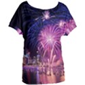 Singapore New Years Eve Holiday Fireworks City At Night Women s Oversized Tee View1