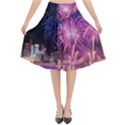 Singapore New Years Eve Holiday Fireworks City At Night Flared Midi Skirt View1