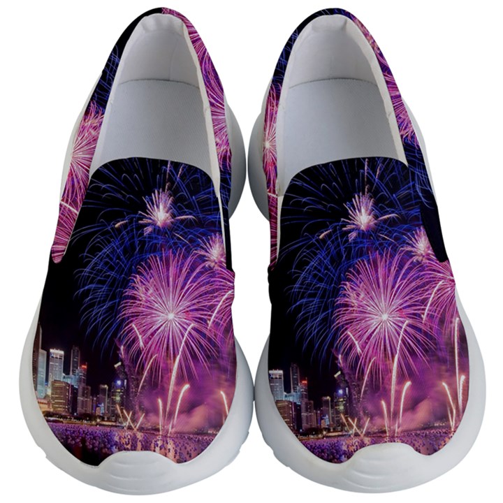 Singapore New Years Eve Holiday Fireworks City At Night Kid s Lightweight Slip Ons