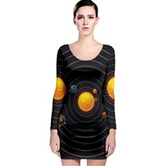 Solar System Long Sleeve Bodycon Dress by Sapixe