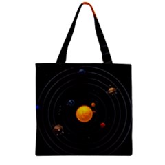 Solar System Zipper Grocery Tote Bag by Sapixe