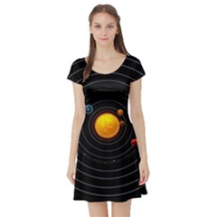 Solar System Short Sleeve Skater Dress by Sapixe