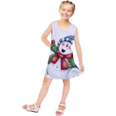 Snowman With Scarf Kids  Tunic Dress by Sapixe