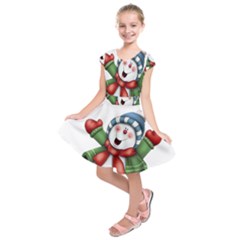 Snowman With Scarf Kids  Short Sleeve Dress by Sapixe