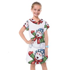 Snowman With Scarf Kids  Drop Waist Dress by Sapixe