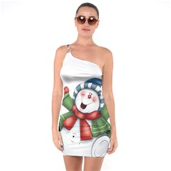 Snowman With Scarf One Soulder Bodycon Dress by Sapixe