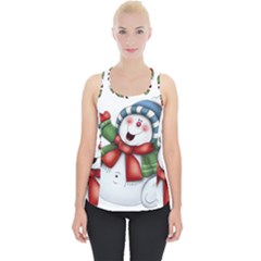 Snowman With Scarf Piece Up Tank Top