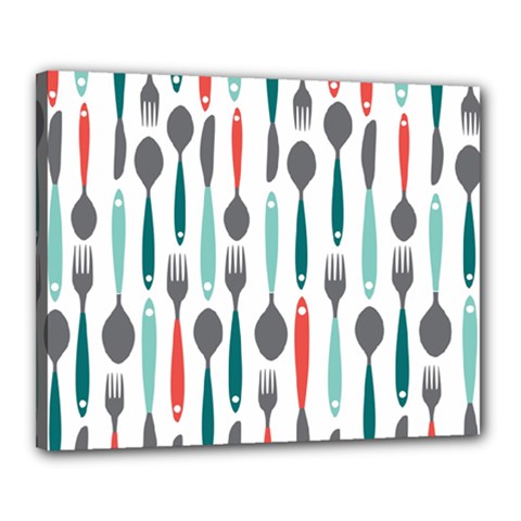 Spoon Fork Knife Pattern Canvas 20  X 16  by Sapixe