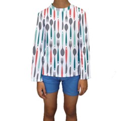 Spoon Fork Knife Pattern Kids  Long Sleeve Swimwear by Sapixe