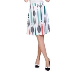 Spoon Fork Knife Pattern A-line Skirt by Sapixe