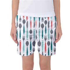 Spoon Fork Knife Pattern Women s Basketball Shorts by Sapixe