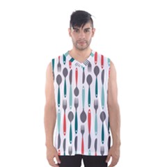 Spoon Fork Knife Pattern Men s Basketball Tank Top by Sapixe