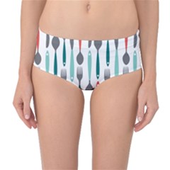 Spoon Fork Knife Pattern Mid-waist Bikini Bottoms by Sapixe