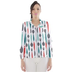 Spoon Fork Knife Pattern Wind Breaker (women) by Sapixe