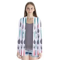 Spoon Fork Knife Pattern Drape Collar Cardigan by Sapixe