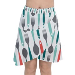 Spoon Fork Knife Pattern Chiffon Wrap by Sapixe