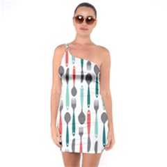 Spoon Fork Knife Pattern One Soulder Bodycon Dress by Sapixe