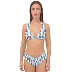 Spoon Fork Knife Pattern Double Strap Halter Bikini Set by Sapixe