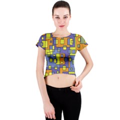 Square Background Background Texture Crew Neck Crop Top by Sapixe