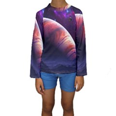 Space Art Nebula Kids  Long Sleeve Swimwear by Sapixe