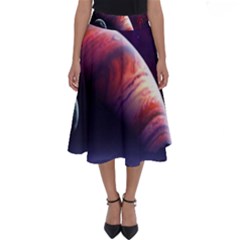 Space Art Nebula Perfect Length Midi Skirt by Sapixe