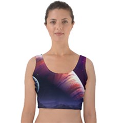 Space Art Nebula Velvet Crop Top