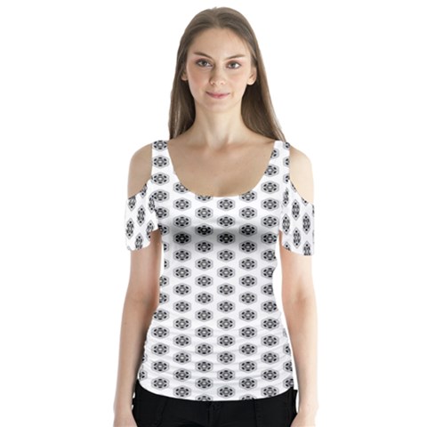 Abstract Pattern Butterfly Sleeve Cutout Tee  by jumpercat