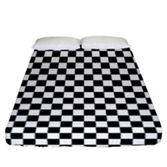 Checker Black And White Fitted Sheet (queen Size) by jumpercat