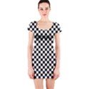 Checker Black and White Short Sleeve Bodycon Dress View1