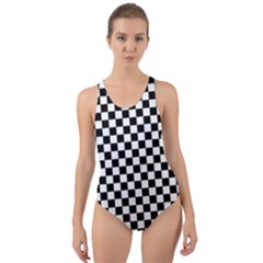 Checker Black And White Cut-out Back One Piece Swimsuit by jumpercat